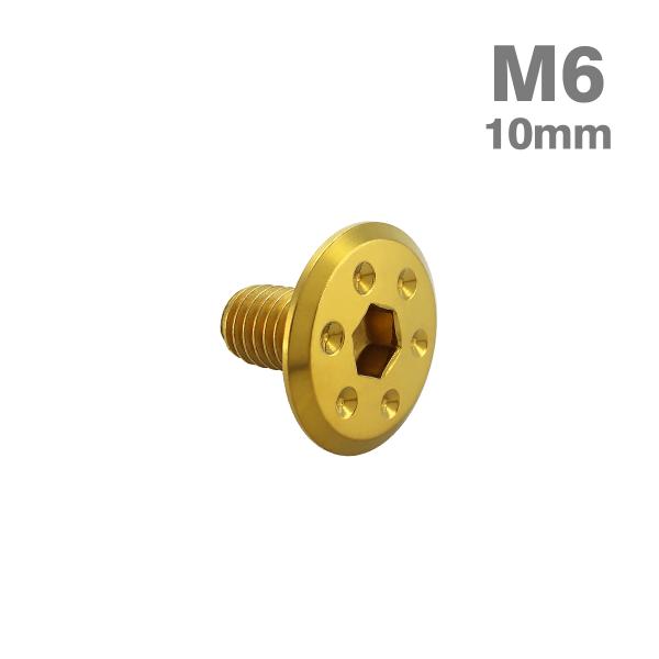 ステンレスボルト M6×10mm P1.0 ホールヘッド フラット ゴールドカラー TR0961