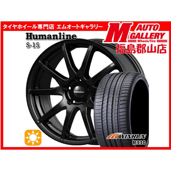 郡山 新品 サマータイヤホイールセット1台分 ヒューマンラインS15 18x7.0J+48 5H100 BK ウィンランR330 225/40R18 92W X