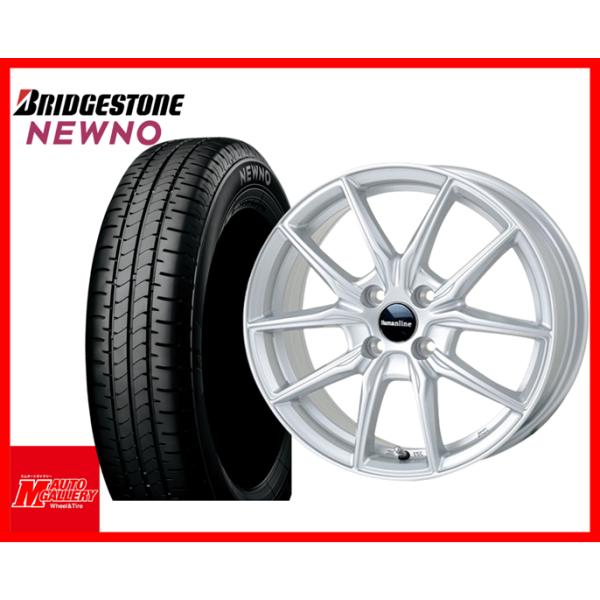 加須大桑店 新品 サマータイヤホイールセット1台分 ヒューマンラインHR1 14x4.5J+45 4H100 SI BS ニューノ 155/65R14 75H