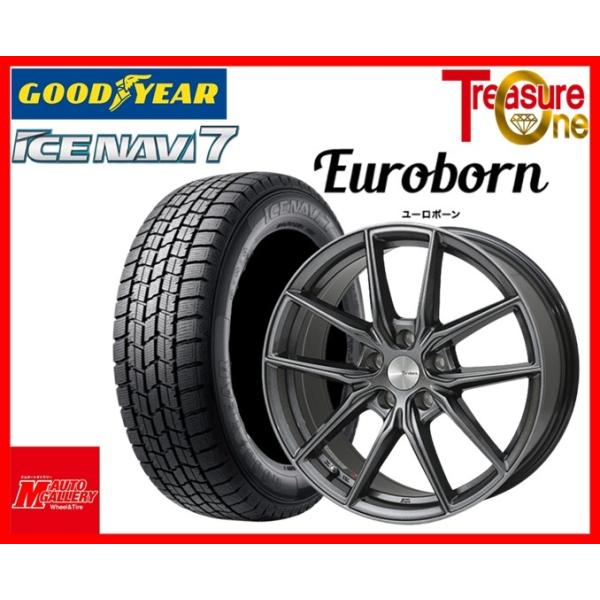 加須大桑 新品 スタッドレスタイヤホイールセット ユーロボーン02 17x7.5J 52 5H112 グットイヤー アイスナビ7 225/55R17 BMW X