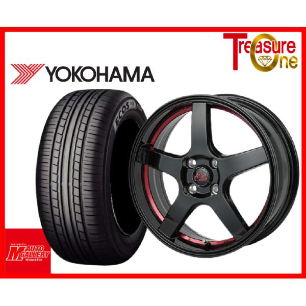 加須大桑 新品 サマータイヤホイールセット クリフクライム TC-09 14x4.5J 45 4H100 BUC/RED ヨコハマ エコス ES31 155/6