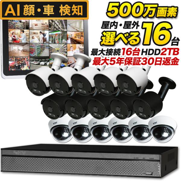 AI搭載 防犯カメラ 500万画素 赤外線暗視 レコーダーセット 屋外防水