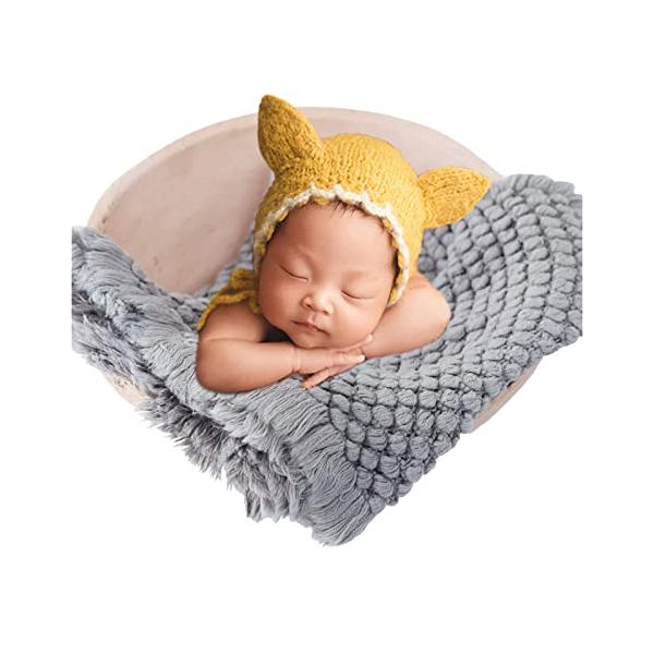 ニューボーンフォト おくるみ 新生児 出産お祝い 記念写真 撮影 道具 ベビーブランケット 可愛い 伸縮性 ソフト 肌に優しい 織りパイナップル