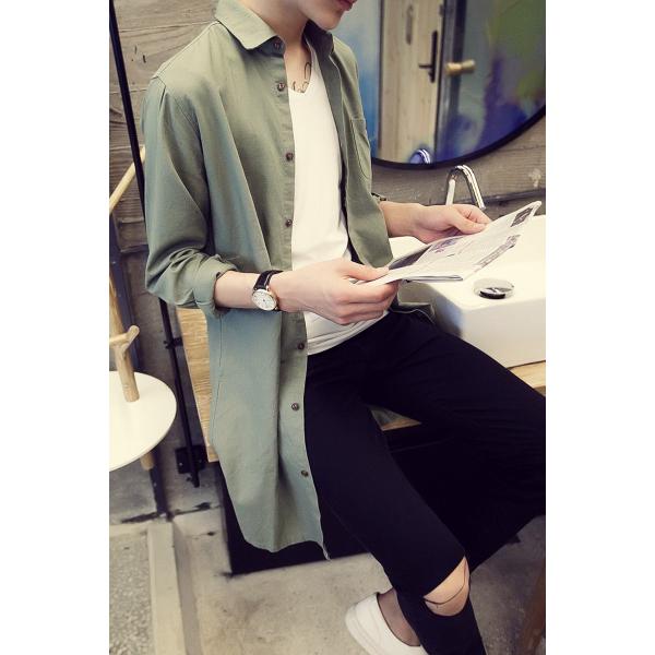 長袖シャツ メンズ 丈長 ロング丈 ショップコート サマーコート Buyee Servis Zakupok Tretim Licom Buyee Pokupajte Iz Yaponii