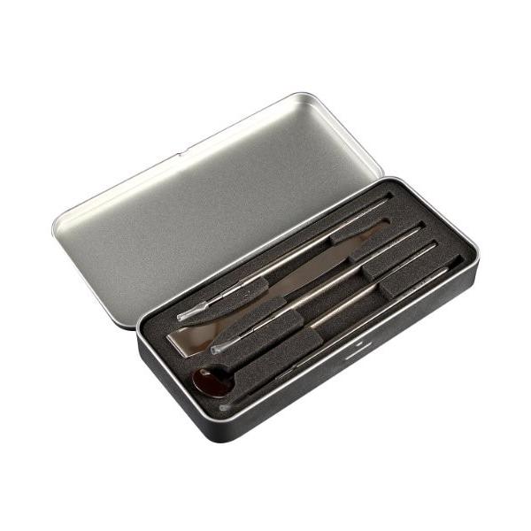 「商品情報」●さびないので非常に衛生的なステンレス製の、先細・先太・極細の3種類の歯垢・ヤニとりと舌みがき、検査棒付デンタルミラーの5セット●タバコのヤニ、歯垢の除去、虫歯の進行防止●舌みがきで口臭、口内炎、歯垢、虫歯の原因となる舌の表面に...