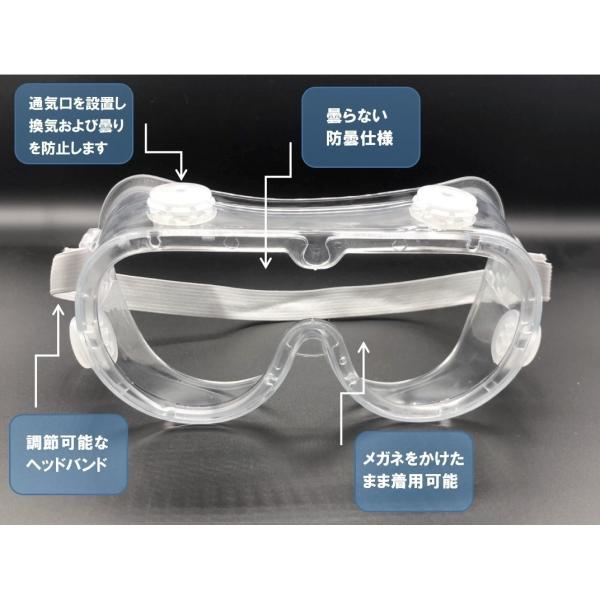 セーフティゴーグル 保護ゴーグル  保護メガネ 曇らない ウイルス対策 飛沫対策 防護 花粉症 感染予防 眼鏡併 透明 軽量数量：5枚■ウイルス対策や花粉症対策として大活躍できます。 日常的の風や作業中の砂・埃などからもしっかり保護できます...