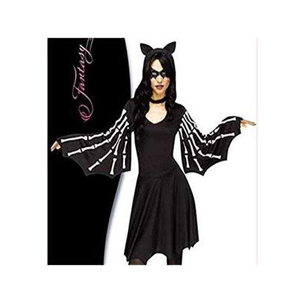 ハロウィン 仮装 コスプレ 骨袖ワンピース TOAN型番：122904SM ( ウエストリボン付き ) 大人用コスチューム コウモリ パーティー イベント仮装 文化祭 余興