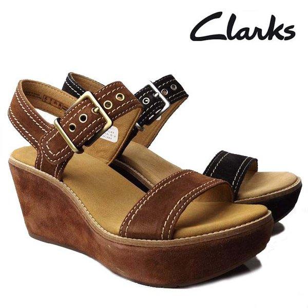 Clarks クラークス 023G ウェッジソール サンダル 本革 レザー 