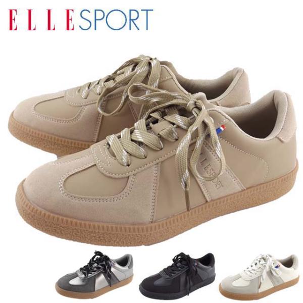 ELLE SPORT ESP14508 エルスポーツ スニーカー レディース レースアップ レースアップ シューズ カジュアル ローカット ローカット 紐靴 ひも靴 脱着インソール