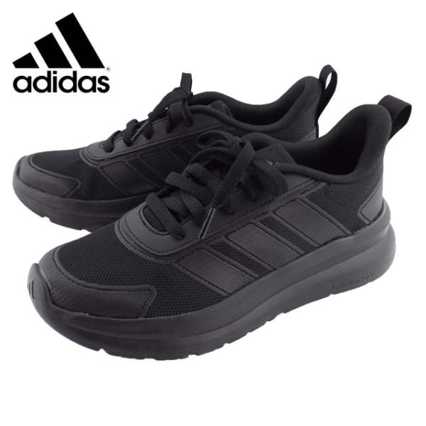 adidas スニーカー キッズ KJ6630 アディダス 子ども ジュニア 黒 ブラック 靴 ヒモ レースアップ 小学生 通学 学校 登校 カジュアル シンプル