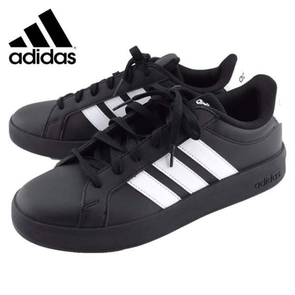 adidas スニーカー キッズ KJ4367 アディダス 子ども ジュニア 黒 ブラック 靴 ヒモ レースアップ 男の子 女の子 小学生 通学 学校 登校 カジュアル シンプル