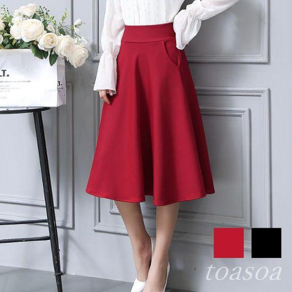 スカート 膝丈 フレア aライン ひざ丈 レディース : toasoa-Yahoo!店
