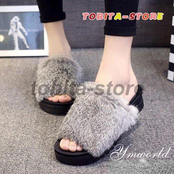 ファーサンダル レディース 今季トレンド 厚底サンダル パンプスファー