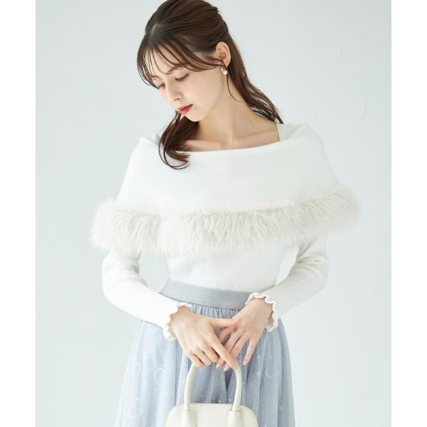 tocco - ファー付きケープライク袖口フリルリブニットプルオーバー【conery　コネリー ファー付きケープライク袖口フリルリブニットプルオーバー
