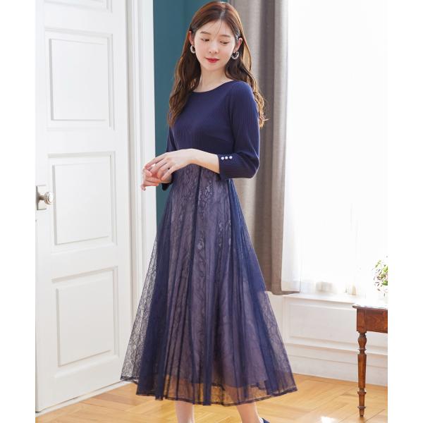 週末まで500円引き tocco closet リボン＆パール付きハイウエスト切り替えレース