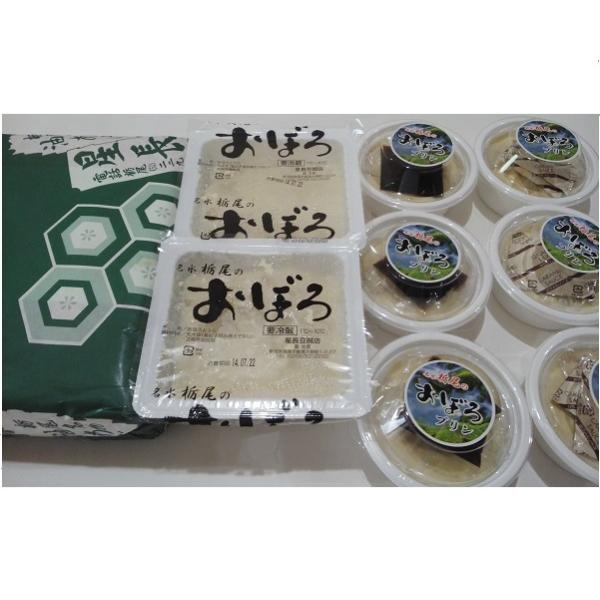 ◆おぼろ豆腐　　　2個原材料名/ 丸大豆(遺伝子組み換えでない)豆腐用凝固剤内容量/ 2個　約450g×2　　保存方法/ 要冷蔵1℃〜10℃消費期限/ ※密閉された四角の白パックは製造日を入れて5日 ◆おぼろプリン　6個（黒蜜3個*カラメル...