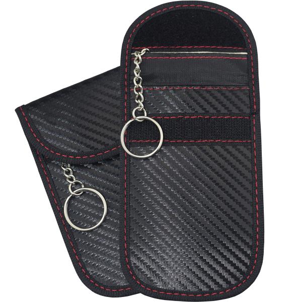 他サイト： Spofly リレーアタック ポーチ 電波遮断ポーチ スマートキー用 スキミング防止 炭素繊維素材 (ブラック 2枚入) (黒縦)の商品画像