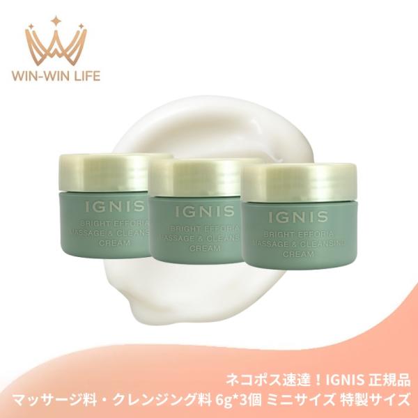 ネコポス速達！イグニス ブライト エフフォーリア マッサージ＆クレンジング クリーム 6.0g*3個 合計18g ミニサイズ 特製サイズ サンプル クレンジング料 IGNIS