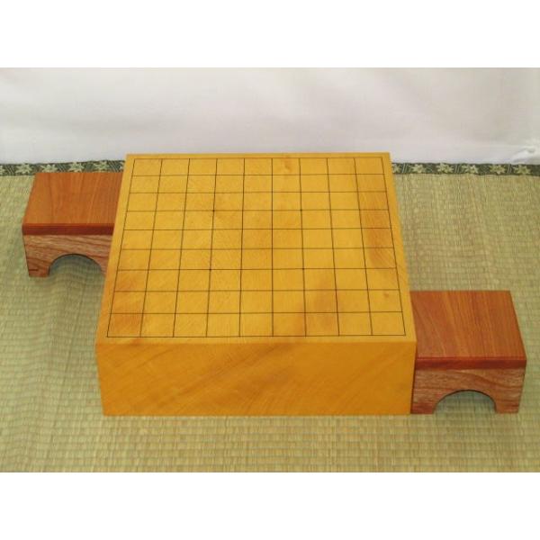将棋盤/本榧柾目一枚物三寸五分卓上将棋盤 欅駒台付/新品(S148 