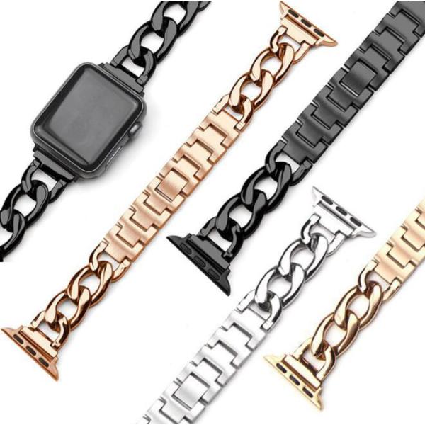 互換品 Apple Watch チェーンベルト バンド 38mm/40mm 42mm/44mm 交換用 シルバーカラー ゴールドカラー ピンクゴールド アップルウォッチ メタル