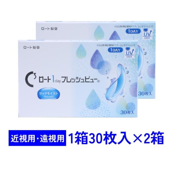 ワンデーフレッシュビューリッチモイスト 30枚入 2箱セット ロート 1day 近視用 遠視用 送料無料