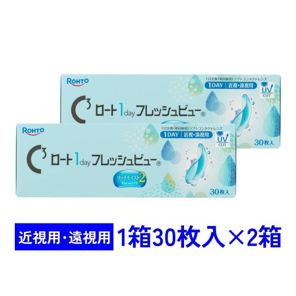 ワンデーフレッシュビューリッチモイスト2 30枚入 2箱セット ロート 1day 近視用 遠視用 送料無料