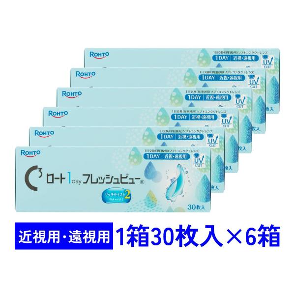 ワンデーフレッシュビューリッチモイスト2 30枚入 6箱セット ロート 1day 近視用 遠視用 送料無料