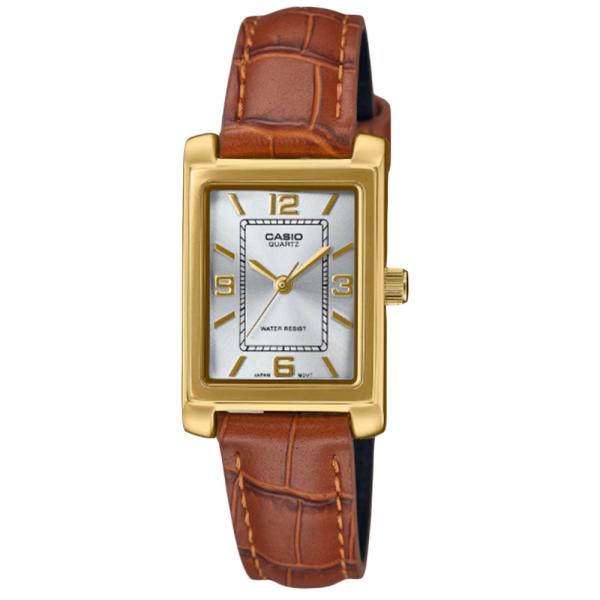 カシオ CASIO QUARTZ LTP-1234GLL-7A アナログ クオーツ レディース スクエア ゴールド ブラウン レザー