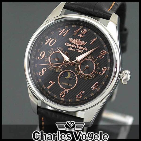 【美品】Charles Vogele シャルルホーゲル メンズ 腕時計 時計 ブラック文字盤 アナログ アナログ時計 CV7995 シャルル ホーゲル charles vogele 腕時計 ウォッチ クォーツ クロノ