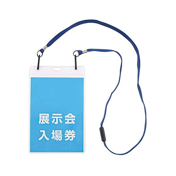 ちょっと大きめハガキサイズのIDケース+ネックストラップ のイベント用吊り下げ名札・いつでも表面が見える、裏返りにくい左右２ヵ所のフックタイプ・脱着しやすい安全パーツが首の横の位置にくるように設計されています。・ヘルメットや帽子を被っていて...