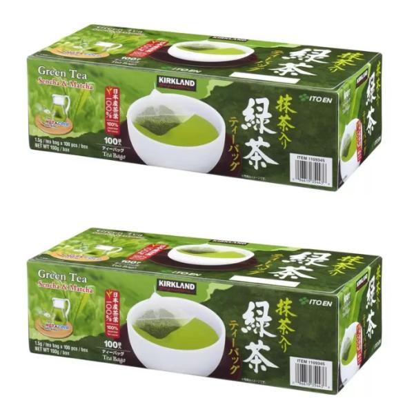 2箱 伊藤園 抹茶入り 緑茶ティーバッグ 100P 979855 カークランド シグネチャー 送料無料 コストコ グリーンティー 緑茶 抹茶 KS 国産茶葉