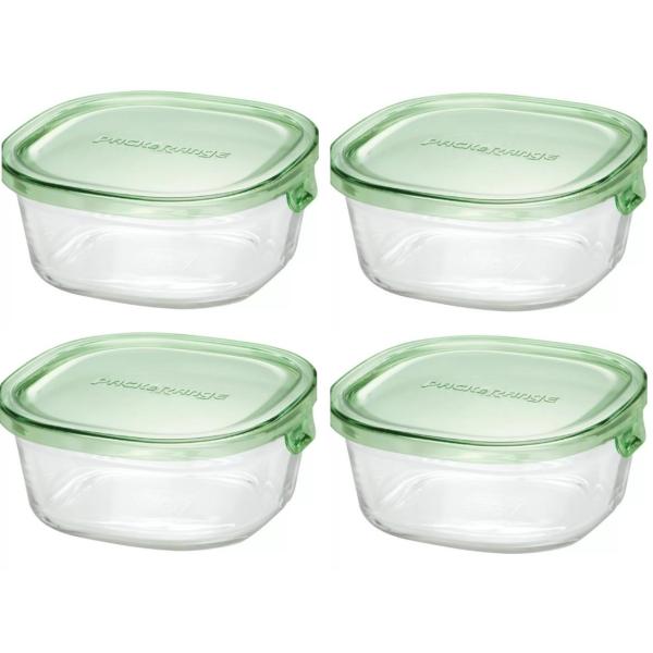 イワキ パック &amp; レンジ 耐熱ガラス保存容器 450ml 4個 30663 送料無料 オーブン調理 電子レンジ調理 食品保存容器