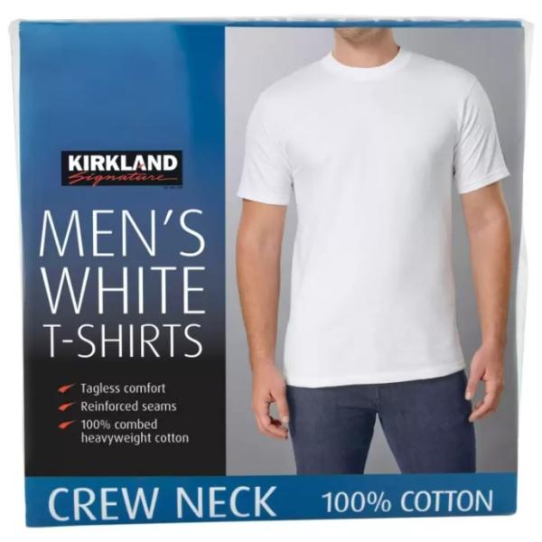 カークランドシグネチャー メンズ Tシャツ 6枚組 ホワイト サイズ S  M L XL 50230 送料無料 コストコ クルーネックタイプ シーム補強 タグなし