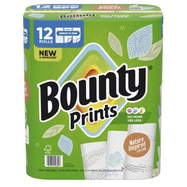 こぼれ、汚れ等にもバウンティをご利用ください。２倍の吸収性で濡れても作業をすばやく完了できます。バウンティ ペーパータオル プリント 124カット 12ロール 72048 コストコ セレクトアサイズ Bounty キッチンペーパー ダブル ...