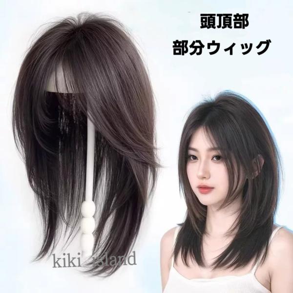 部分ウィッグ 頭頂部 人毛 レディース 医療用 薄毛隠し  自然 脱毛症 白髪隠し 増毛 分け目 つむじ ヘアピース  女性用 かつら  トップウィッグ 母の日