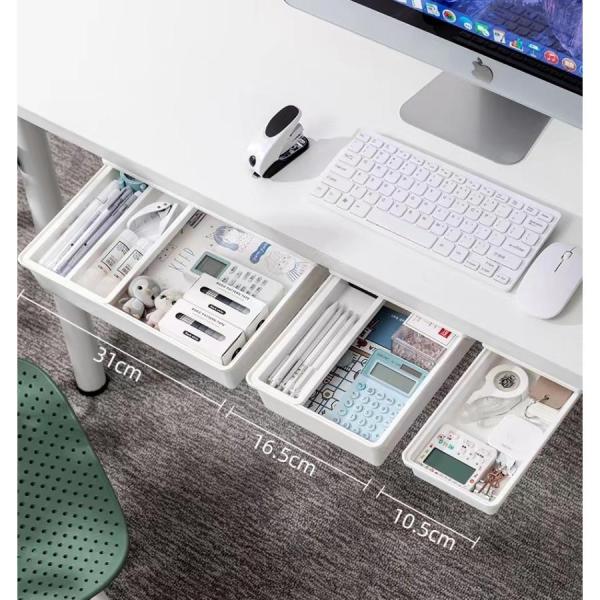 デスク下  収納 机下 引き出し  後付け テーブル下  収納トレー 収納ケース オフィス  大容量 事務用品 文房具  キッチン メイク 小物入れ  隙間収納