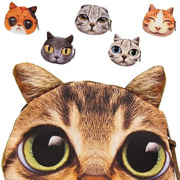 小銭入れ レディース メンズ ポーチ 可愛い猫顔 コインケース 化粧