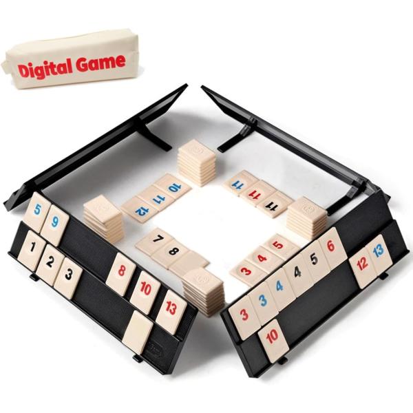 ラミーキューブゲーム ラック4個付き、ラミーキューブゲームセット 106個 対応 ポータブルケース付き、ラミータイルトラベルセット タイルホ