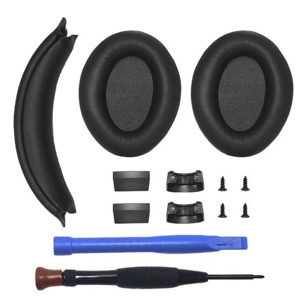 umvowuxa WH-1000XM3 用イヤーパッド + ヘッドバンド 2 点セット タンパク質レザー 柔らかく快適 耐久性 防汗 ワ