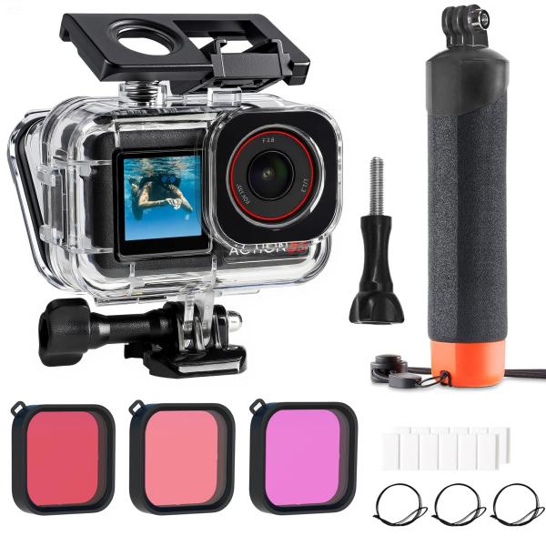 FitStill 60M/196FT ダイビングキット DJI Osmo Action 5 pro/4/3用 防水ハウジング + 浮力ハンド