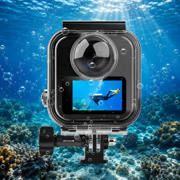 PULUZ GoPro MAX2用防水ケース 45m防水 GoPro MAX2用ダイビングハウジングケース 強化ガラスレンズ PC保護カバー