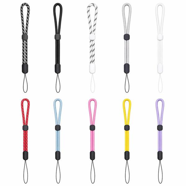 WIOOYIUU ハンドストラップ 10本セット 手首用ストラップ 調整可能 約20cm 短紐タイプ USBメモリ 鍵 ペンライト対応
