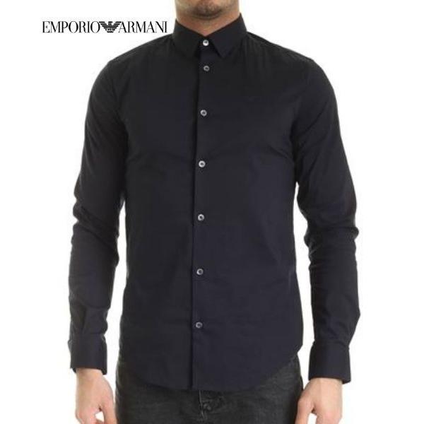 Emporio Armani エンポリオアルマーニ メンズ 紺 ネイビー ドレスシャツ ブランド ロゴ スリムフィット 細身 タイト 8n1c09 1n06z 0932 8n1c091n06z0932 時善 通販 Yahoo ショッピング