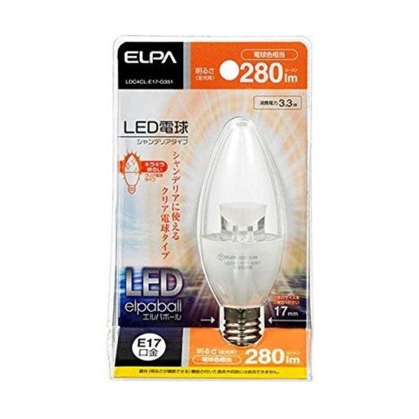 ELPA（エルパ） LDC4CL-E17-G351 電球色 LED電球 シャンデリア球形 E17 