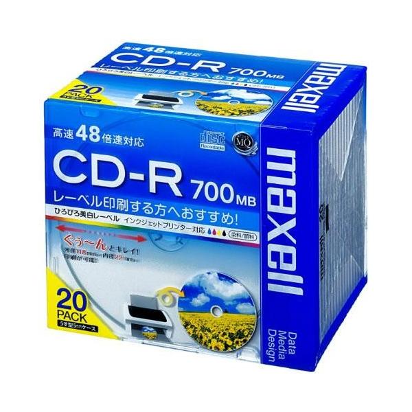 }NZ(maxell) CDR700S.WP.S1P20S f[^p CD-R 700MB 1L^ v^u 48{ 20