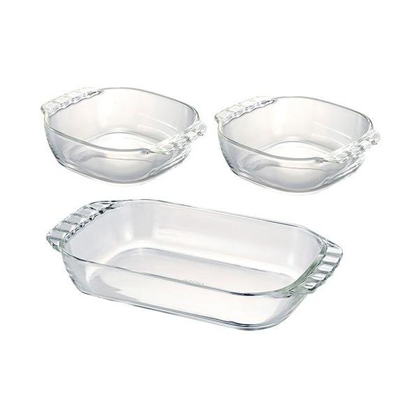 他サイト： ハリオ(HARIO) HTZ-2808 トースター皿 3個セット 耐熱ガラス製の商品画像