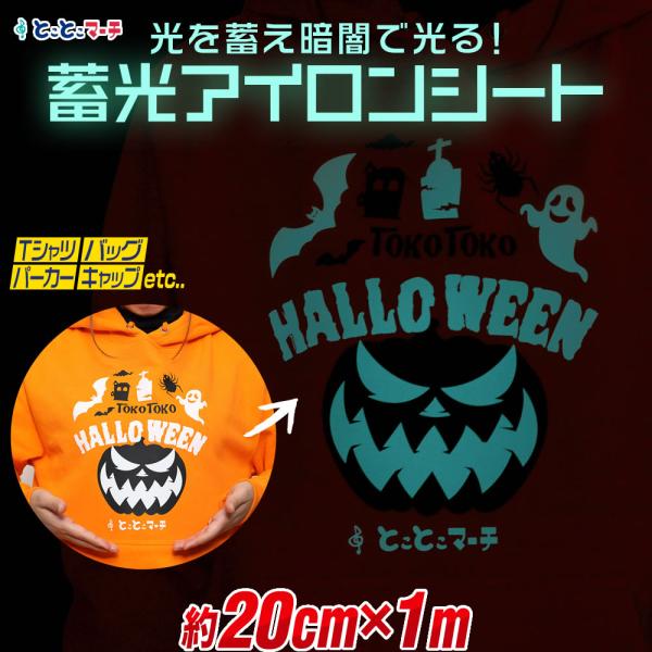 【サイズがぴったりサイズではございません。少し長めにカットします】01蓄光ブルーグリーン(通常時-白)オリジナルTシャツやパーカー、服、バック、イベント用品などが簡単に作れる、蓄光アイロンシート 夜光アイロンプリントシートカッティング用シー...