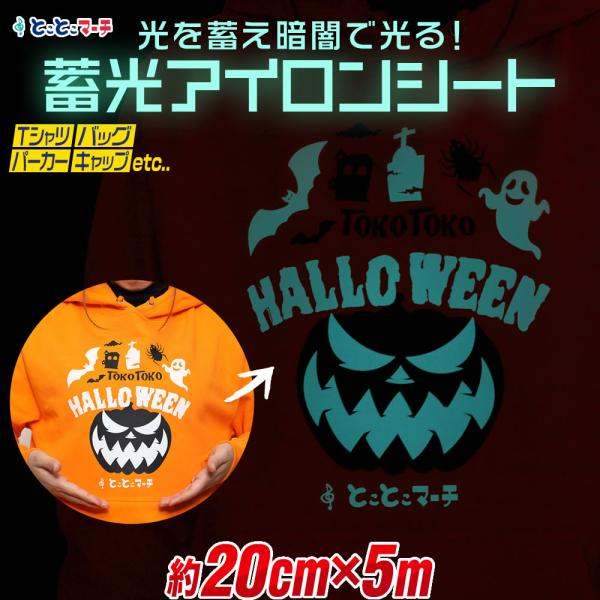 【サイズがぴったりサイズではございません。少し長めにカットします】01蓄光ブルーグリーン(通常時-白)オリジナルTシャツやパーカー、服、バック、イベント用品などが簡単に作れる、蓄光アイロンシート 夜光アイロンプリントシートカッティング用シー...