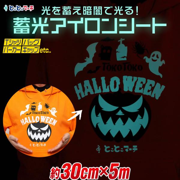 【サイズがぴったりサイズではございません。少し長めにカットします】01蓄光ブルーグリーン(通常時-白)オリジナルTシャツやパーカー、服、バック、イベント用品などが簡単に作れる、蓄光アイロンシート 夜光アイロンプリントシートカッティング用シー...