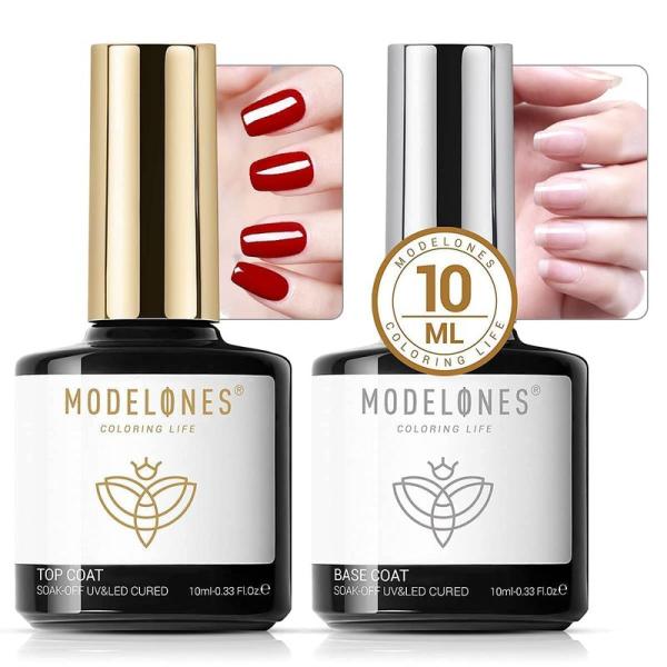 他サイト： Modelones ジェルネイル トップコート ベースコート 10ml 2本セット ノンワイプ 拭き取り不要 大容量 速乾 ジェルネイル用の商品画像
